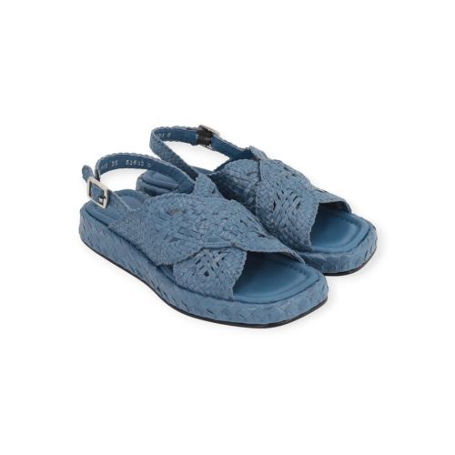 Pons Quintana Malta sandaal in licht blauw tressée voor dames. 
