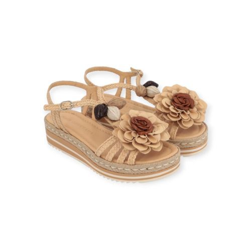 Pons Quintana Milan sandaal in beige tressée leer voor dames. 