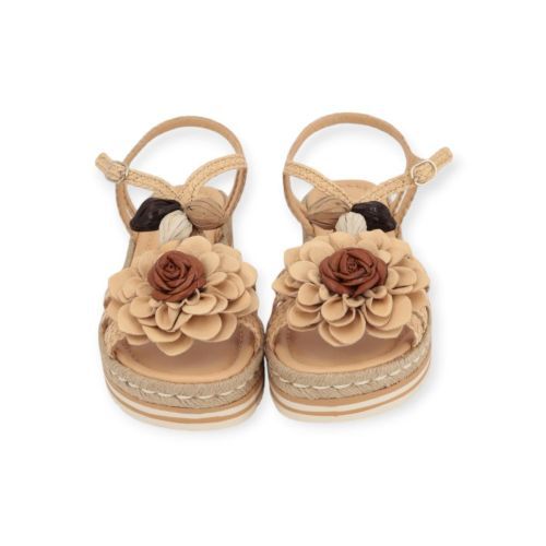 Pons Quintana Milan sandaal in beige tressée leer voor dames. 