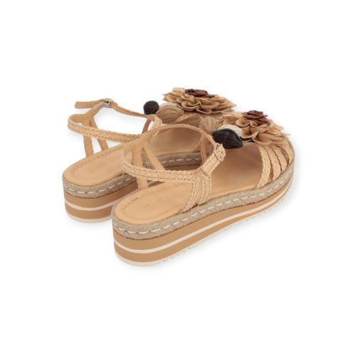 Pons Quintana Milan sandaal in beige tressée leer voor dames. 