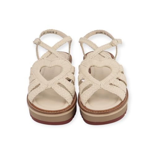 Pons Quintana Noemi sandaal in offwit tressé geweven leer voor dames. 