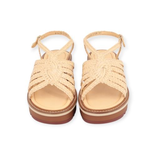 Pons Quintana sandaal in beige gevlochten leer voor dames. 