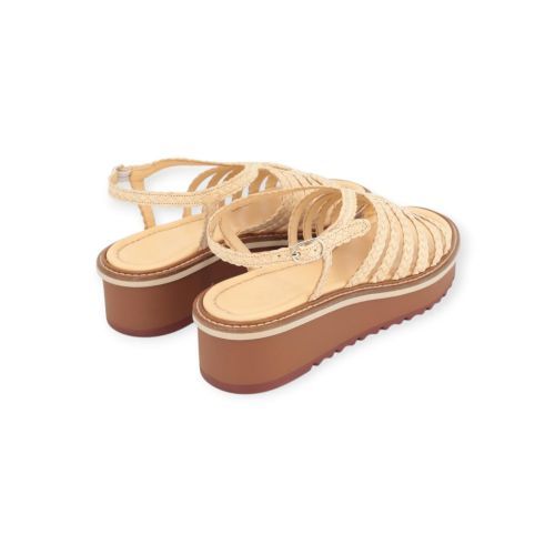 Pons Quintana sandaal in beige gevlochten leer voor dames. 