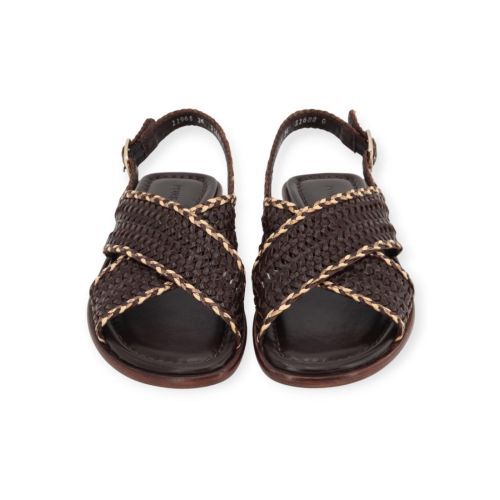 Pons Quintana Tina sandaal in bruin tressée leer voor dames. 