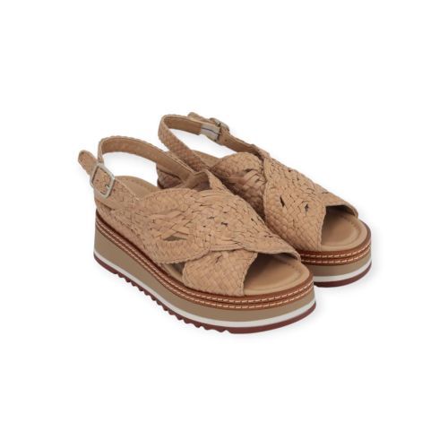 Pons Quintana Valeri sandaal in taupe tressé voor dames.