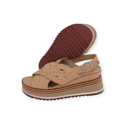 Pons Quintana Valeri sandaal in taupe tressé voor dames.