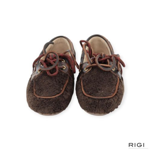 Posa Boat Loafer Alpina in bruin leer met wol voor dames. 
