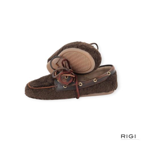Posa Boat Loafer Alpina in bruin leer met wol voor dames. 