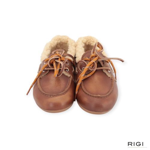 Posa Boat loafer Brushed Fur mocassin in lichtbruin suède leer voor dames. 