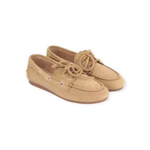 Posa boat loafer, bootschoen in beige (tan) suède voor dames. 