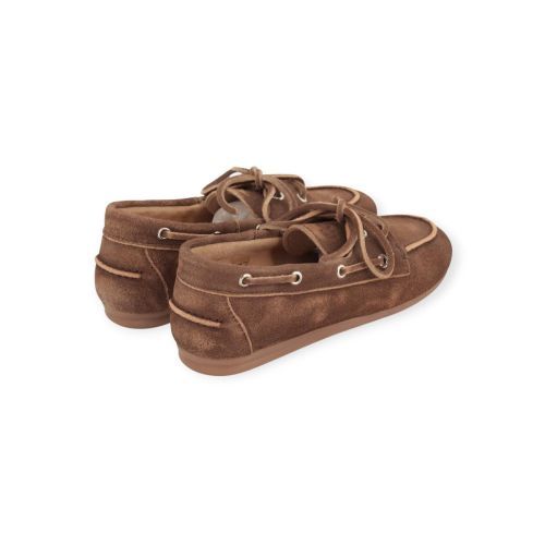 Posa boat loafer, bootschoen in bruin suède voor dames. 