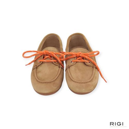 Posa boat loafer, bootschoen in camel (tan) suède voor dames. 