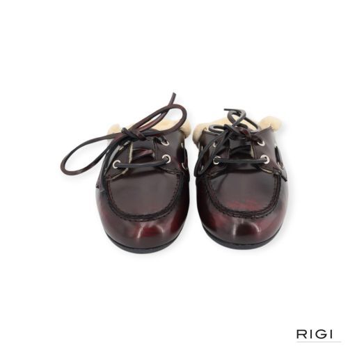 Posa Boat loafer Mule Fur slipper, muil in burgundy, bordeaux leer voor dames. Posa Boat loafer Mule Fur slipper, muil in burgundy, bordeaux leer voor dames.