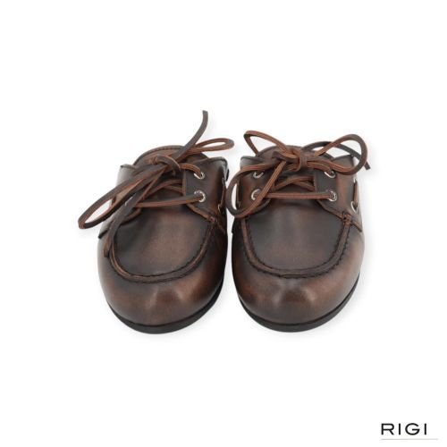 Posa Boat loafer Mule - Slipper in bruin leer (coffee) voor dames. 