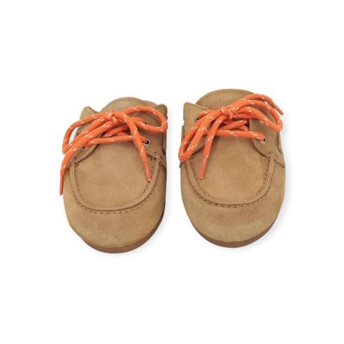 Posa Boatloafer muil, slipper in beige / tan suède voor dames.