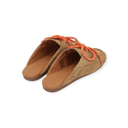 Posa Boatloafer muil, slipper in beige / tan suède voor dames.