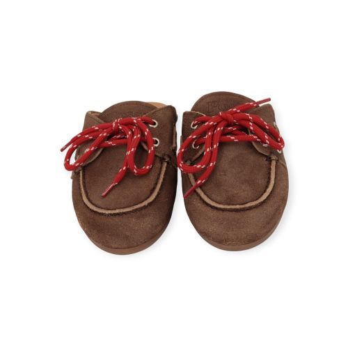 Posa Boatloafer muil, slipper in bruin suède voor dames. 