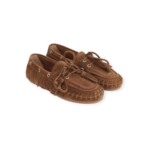 Posa boatloafer native tabacco bootschoen, mocassin in bruin suède voor dames. 