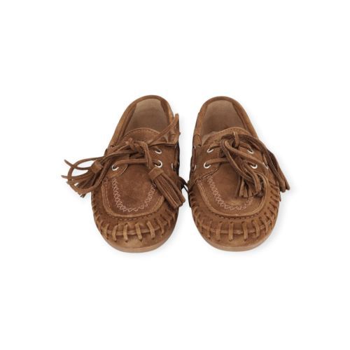 Posa boatloafer native tabacco bootschoen, mocassin in bruin suède voor dames. 