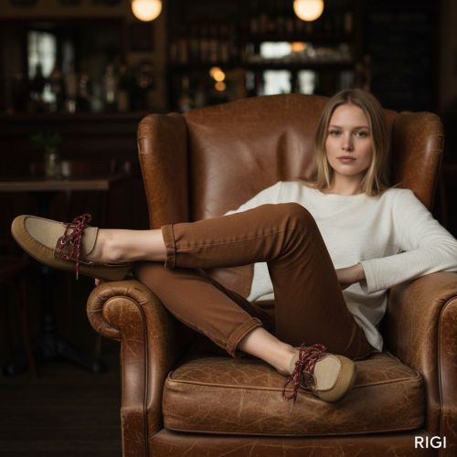 Posa Boat loafer mocassin suède in suède tan patchwork