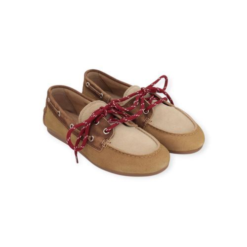 Posa Boat loafer mocassin suède in suède tan patchwork