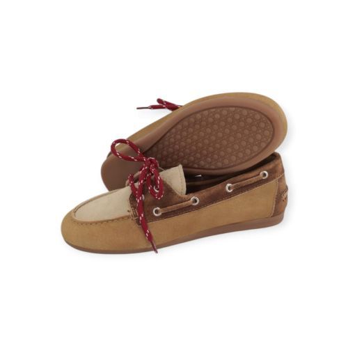 Posa Boat loafer mocassin suède in suède tan patchwork