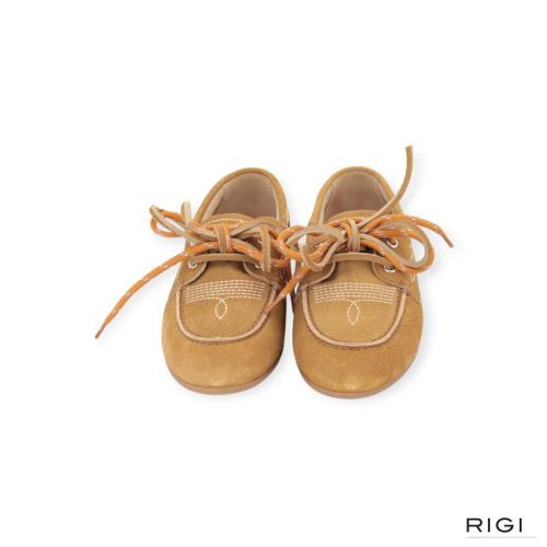 Posa Boat loafer Prairie dames mocassin bootschoen in camel suede.