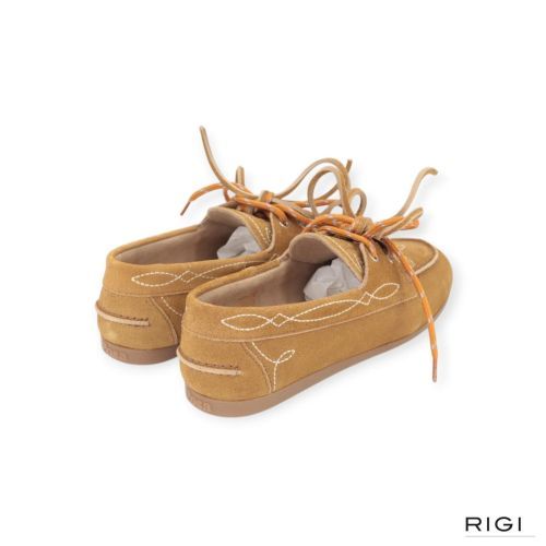 Posa Boat loafer Prairie dames mocassin bootschoen in camel suede.