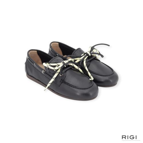 Posa Boat loafer soft in zwart zacht leer voor dames. Posa Boat loafer soft in zwart zacht leer voor dames.