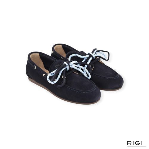 Posa Boat loafer suède in blauw suède voor dames. Posa Boat loafer suède in blauw suède voor dames.
