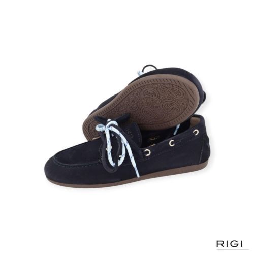 Posa Boat loafer suède in blauw suède voor dames. Posa Boat loafer suède in blauw suède voor dames.