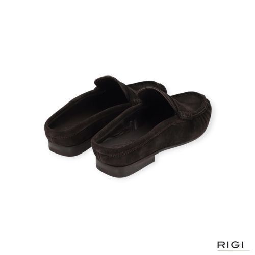 Posa penny loafer winkel mule mocassin PW94 in blauw suède voor dames. 