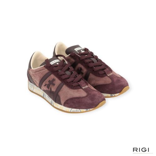 Premiata Jacky25D 8624 voor dames in bordeaux met bruin suède. 