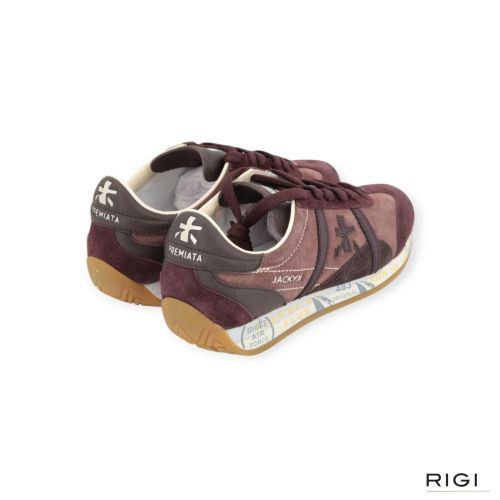 Premiata Jacky25D 8624 voor dames in bordeaux met bruin suède. 