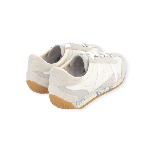 Premiata JackyX25 sneaker voor heren in offwit leer met zand suède.