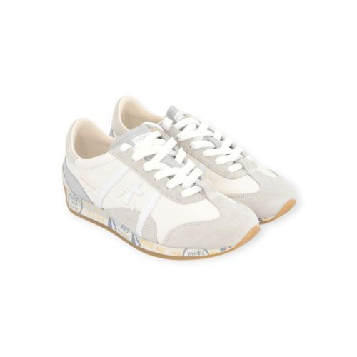 Premiata JACKYX sneaker voor dames in offwit leer met suède. 
