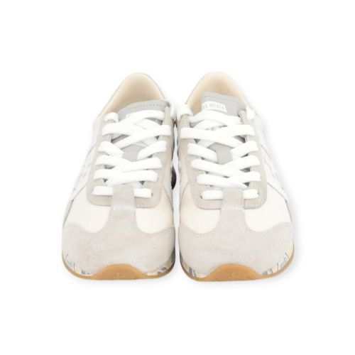 Premiata JACKYX sneaker voor dames in offwit leer met suède. 