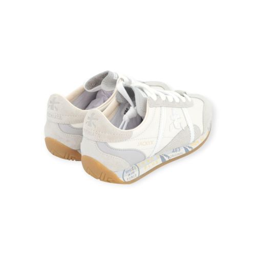 Premiata JACKYX sneaker voor dames in offwit leer met suède. 