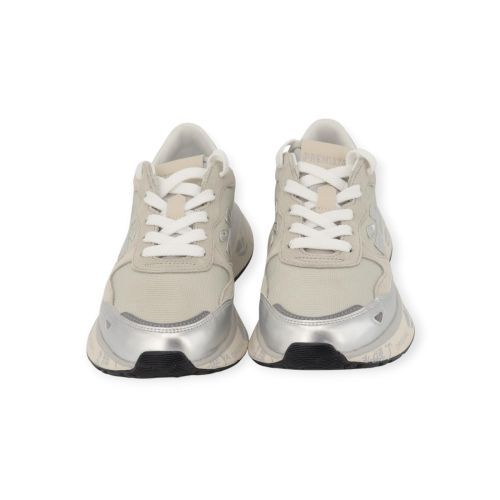 Premiata Lauryn dames sneaker in beige met zilver mesh.