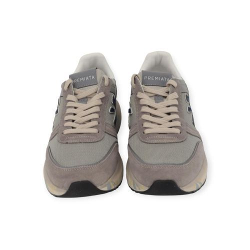 Premiata Mick heren sneaker in licht grijs met blauw.