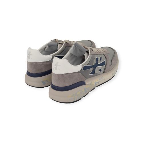 Premiata Mick heren sneaker in licht grijs met blauw.