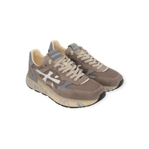 Premiata Mick heren sneaker in taupe en grijs suede.