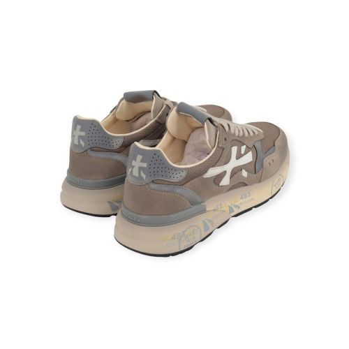 Premiata Mick heren sneaker in taupe en grijs suede.