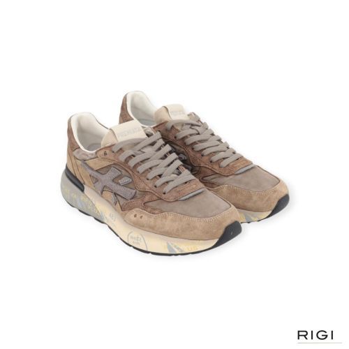 Premiata Micko 1 8437 voor heren in beige suède, nylon. Premiata Micko 1 8437 voor heren in beige suède, nylon.