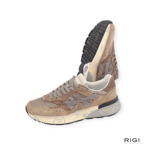 Premiata Micko 1 8437 voor heren in beige suède, nylon. Premiata Micko 1 8437 voor heren in beige suède, nylon.