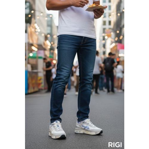 Premiata Moerun heren sneaker in licht grijs met blauw.