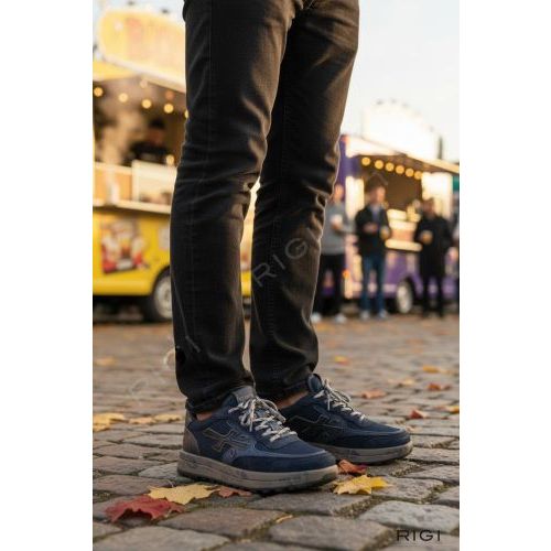 Premiata Nous 8460 voor heren in blauw suède, leer en mesh. 