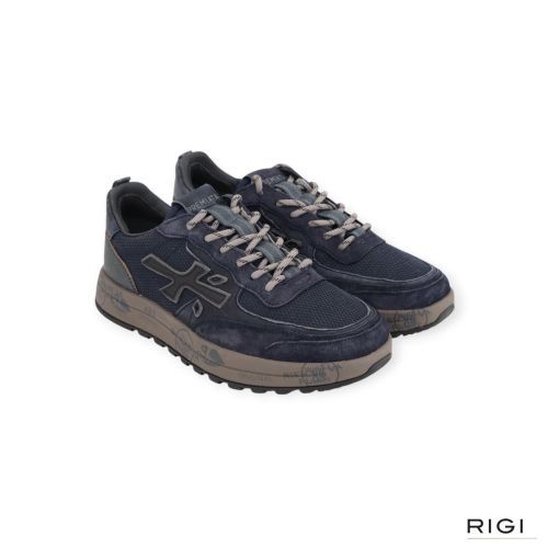 Premiata Nous 8460 voor heren in blauw suède, leer en mesh. 