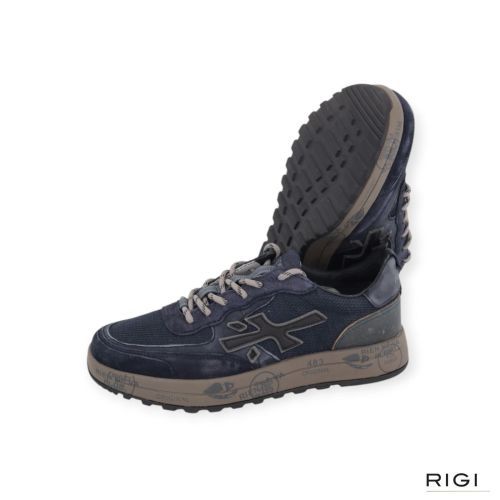Premiata Nous 8460 voor heren in blauw suède, leer en mesh. 