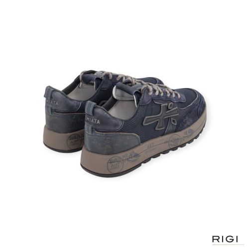 Premiata Nous 8460 voor heren in blauw suède, leer en mesh. 